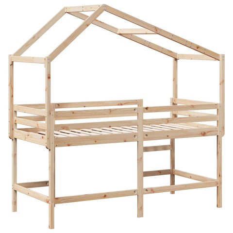 vidaXL Loft Bed with Ladder and Roof without Mattress 90x200 cm