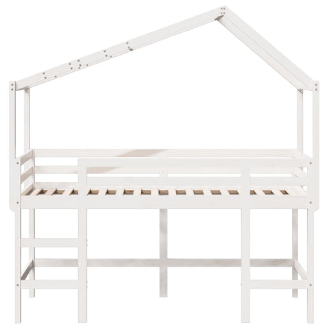 vidaXL Loft Bed with Ladder and Roof without Mattress White 90x200 cm