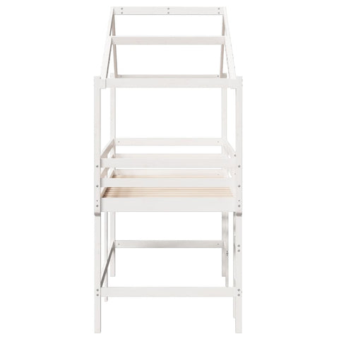 vidaXL Loft Bed with Ladder and Roof without Mattress White 90x200 cm