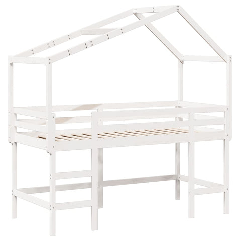 vidaXL Loft Bed with Ladder and Roof without Mattress White 80x200 cm