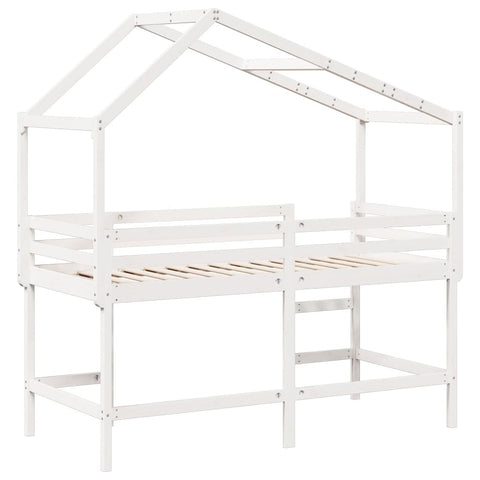 vidaXL Loft Bed with Ladder and Roof without Mattress White 80x200 cm
