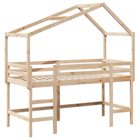vidaXL Loft Bed with Ladder and Roof without Mattress 90x190 cm Single