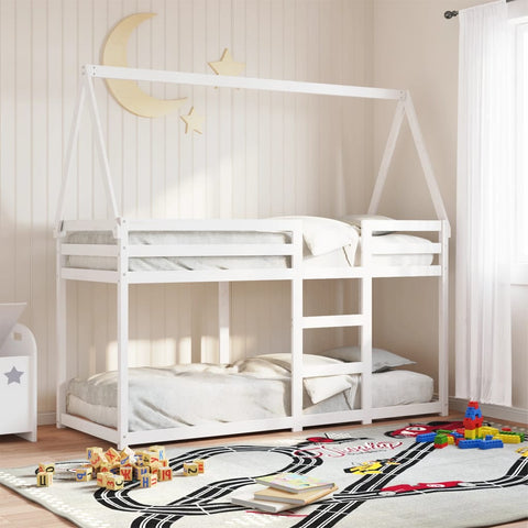 vidaXL Bunk Bed without Mattress White 75x190 cm Small Single Solid Wood Pine