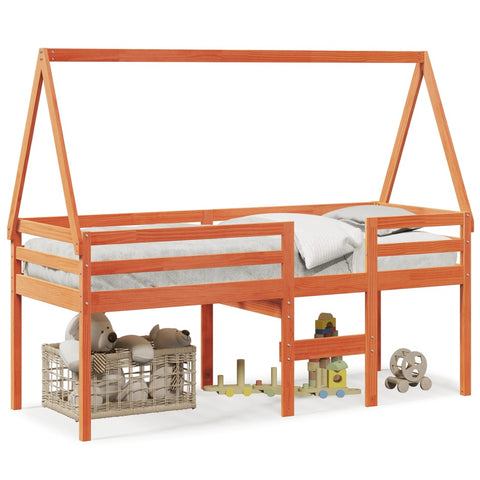 vidaXL High Sleeper Bed without Mattress Wax Brown 90x200 cm Solid Wood Pine