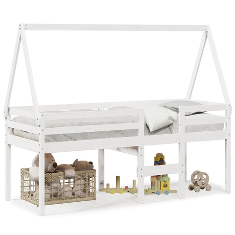 vidaXL High Sleeper Bed without Mattress White 80x200 cm Solid Wood Pine
