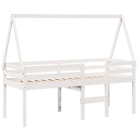 vidaXL High Sleeper Bed without Mattress White 80x200 cm Solid Wood Pine