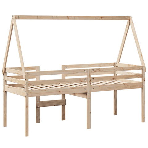 vidaXL High Sleeper Bed without Mattress 90x190 cm Single Solid Wood Pine