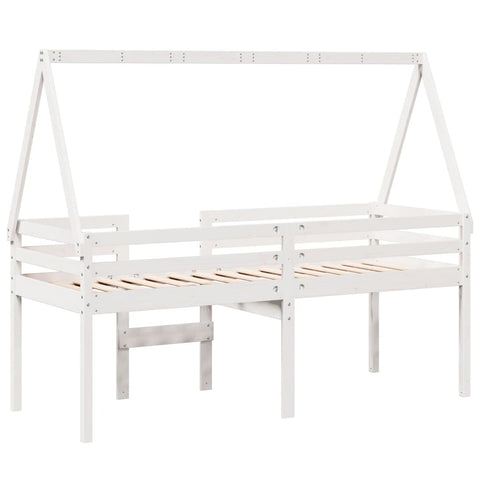 vidaXL High Sleeper Bed without Mattress White 90x190 cm Single Solid Wood Pine