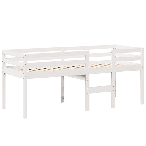 vidaXL High Sleeper Bed without Mattress White 90x190 cm Single Solid Wood Pine