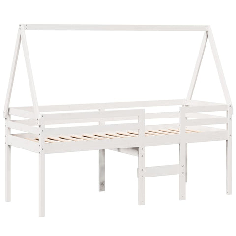 vidaXL High Sleeper Bed without Mattress White 75x190 cm Small Single Solid Wood Pine