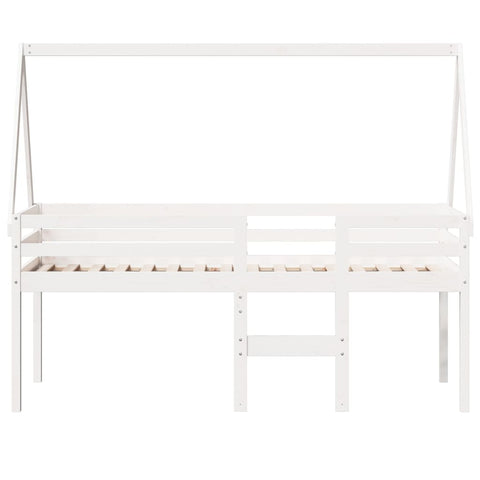 vidaXL High Sleeper Bed without Mattress White 75x190 cm Small Single Solid Wood Pine