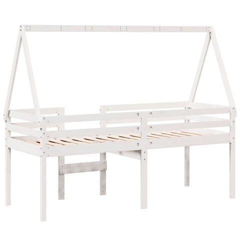 vidaXL High Sleeper Bed without Mattress White 75x190 cm Small Single Solid Wood Pine