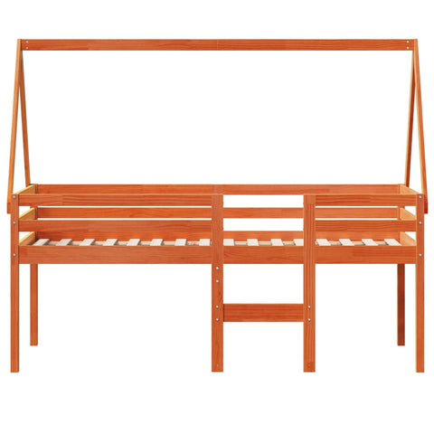 vidaXL High Sleeper Bed without Mattress Wax Brown 75x190 cm Small Single Solid Wood Pine
