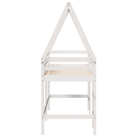 vidaXL Loft Bed with Ladder and Roof without Mattress White 90x200 cm