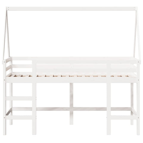 vidaXL Loft Bed with Ladder and Roof without Mattress White 90x190 cm Single
