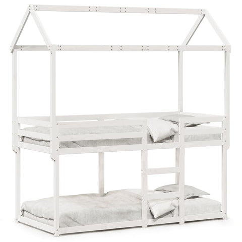 vidaXL Bunk Bed without Mattress White 75x190 cm Small Single Solid Wood Pine