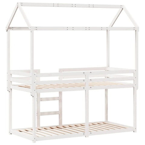 vidaXL Bunk Bed without Mattress White 75x190 cm Small Single Solid Wood Pine