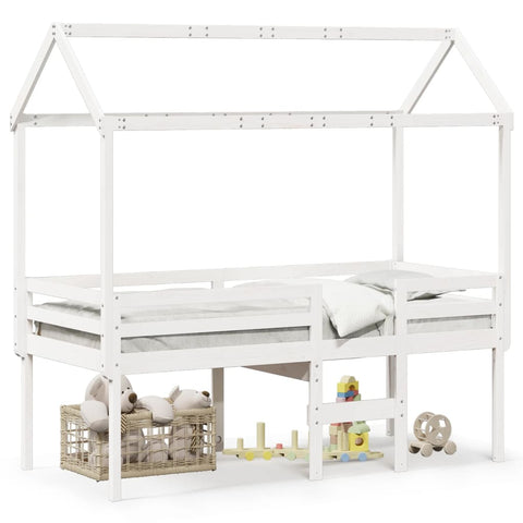 vidaXL High Sleeper Bed without Mattress White 90x200 cm Solid Wood Pine