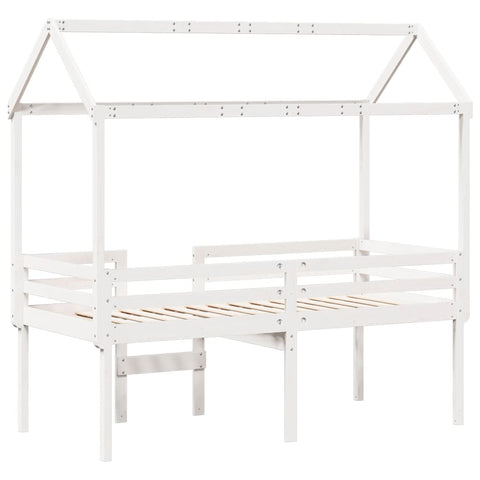 vidaXL High Sleeper Bed without Mattress White 90x200 cm Solid Wood Pine