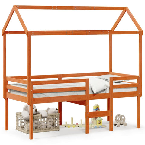 vidaXL High Sleeper Bed without Mattress Wax Brown 90x200 cm Solid Wood Pine