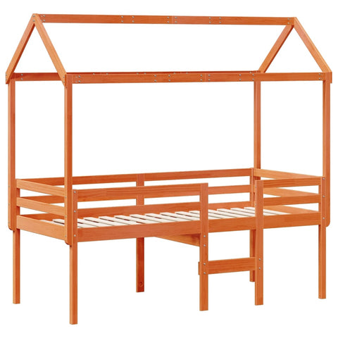 vidaXL High Sleeper Bed without Mattress Wax Brown 90x200 cm Solid Wood Pine