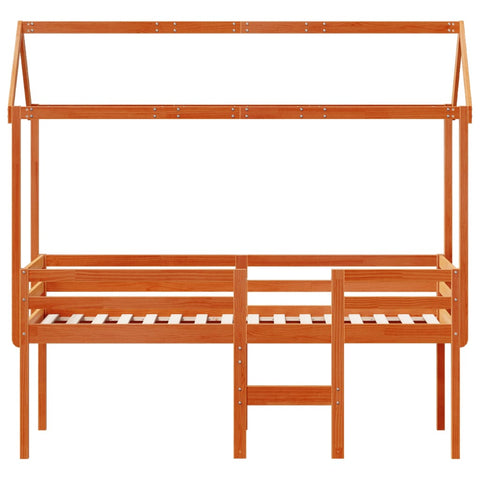 vidaXL High Sleeper Bed without Mattress Wax Brown 90x200 cm Solid Wood Pine