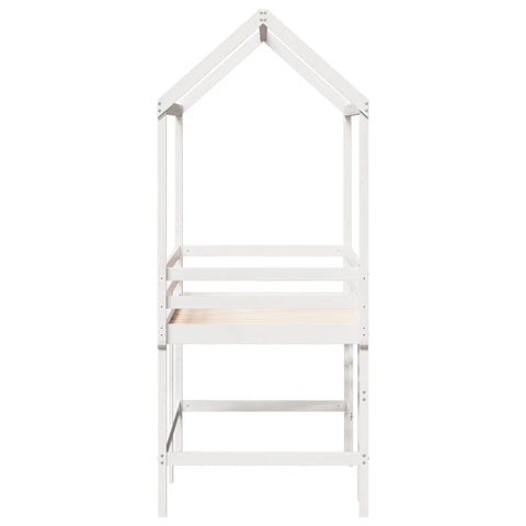 vidaXL Loft Bed with Ladder and Roof without Mattress White 90x200 cm