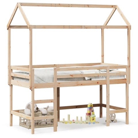 vidaXL Loft Bed with Ladder and Roof without Mattress 90x190 cm Single