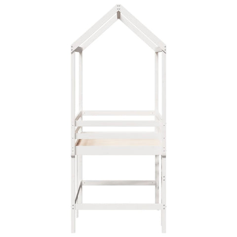 vidaXL Loft Bed with Ladder and Roof without Mattress White 90x190 cm Single