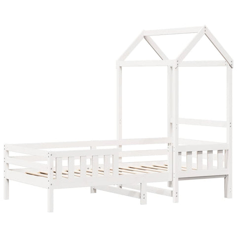 vidaXL Bed Frame with Roof without Mattress White 100x200 cm
