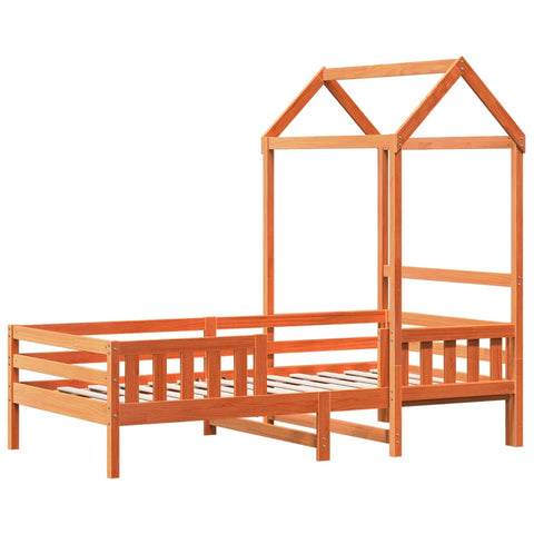 vidaXL Bed Frame with Roof without Mattress Wax Brown 90x200 cm