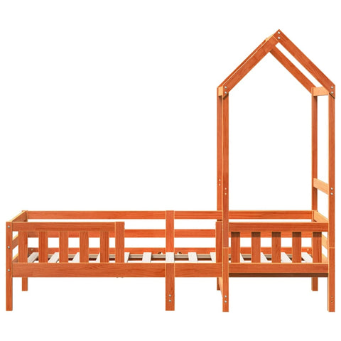 vidaXL Bed Frame with Roof without Mattress Wax Brown 90x200 cm
