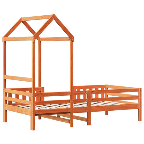 vidaXL Bed Frame with Roof without Mattress Wax Brown 90x200 cm