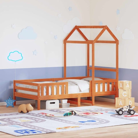 vidaXL Bed Frame with Roof without Mattress Wax Brown 90x200 cm