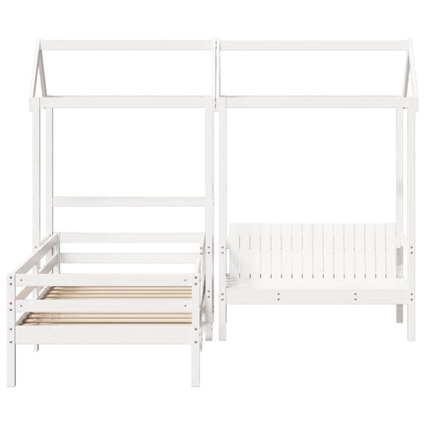 vidaXL Bed and Bench Set with Roof without Mattress White 100x200 cm