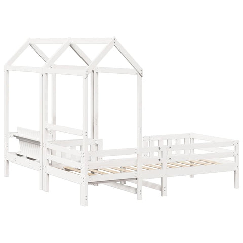 vidaXL Bed and Bench Set with Roof without Mattress White 100x200 cm