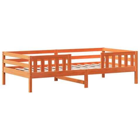 vidaXL Bed and Bench Set with Roof without Mattress Wax Brown 100x200 cm