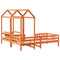 vidaXL Bed and Bench Set with Roof without Mattress Wax Brown 100x200 cm