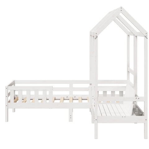 vidaXL Bed and Bench Set with Roof without Mattress White 80x200 cm