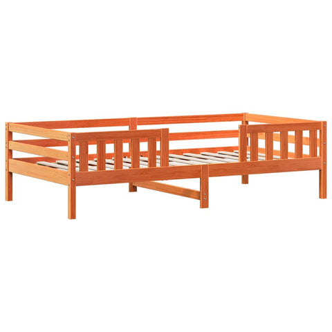 vidaXL Bed and Bench Set with Roof without Mattress Wax Brown 75x190 cm Small Single
