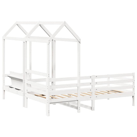 vidaXL Day Bed and Bench Set with Roof without Mattress White 80x200 cm