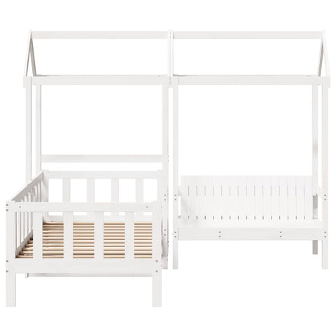 vidaXL Day Bed and Bench Set with Roof without Mattress White 80x200 cm