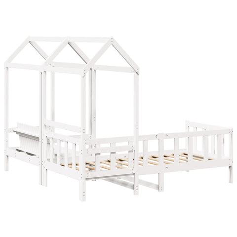 vidaXL Day Bed and Bench Set with Roof without Mattress White 80x200 cm