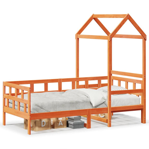 vidaXL Day Bed with Roof without Mattress Wax Brown 80x200 cm Solid Wood
