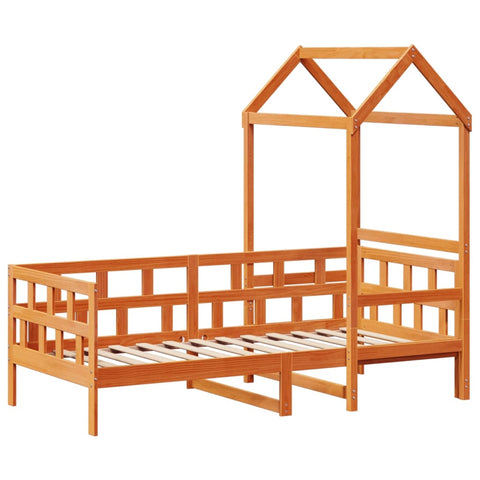 vidaXL Day Bed with Roof without Mattress Wax Brown 80x200 cm Solid Wood