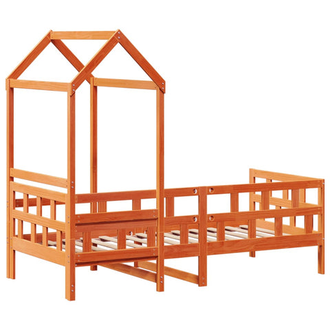 vidaXL Day Bed with Roof without Mattress Wax Brown 80x200 cm Solid Wood
