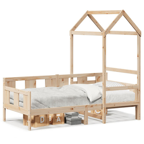 vidaXL Day Bed with Roof without Mattress 90x200 cm Solid Wood