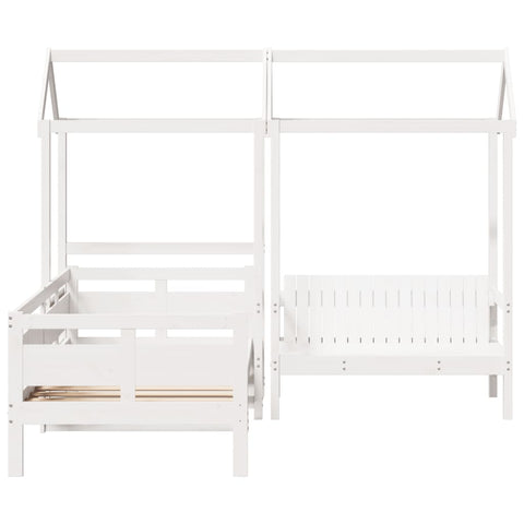 vidaXL Day Bed and Bench Set with Roof without Mattress White 80x200 cm