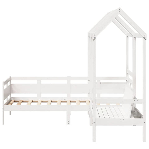 vidaXL Day Bed and Bench Set with Roof without Mattress White 80x200 cm