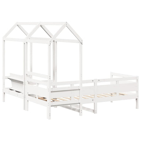 vidaXL Day Bed and Bench Set with Roof without Mattress White 80x200 cm